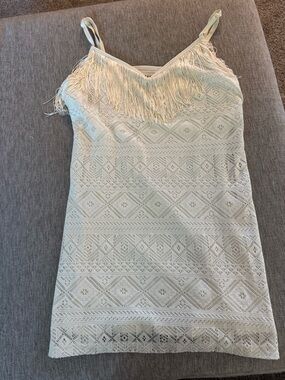 Idyllwind Cream Lace Fringe Mini Dress
